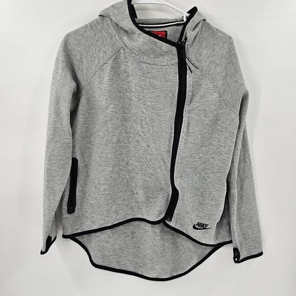 Nike small tech fleece cape asymmetrical gray hoodie sweatshirt - Picture 1 of 4
